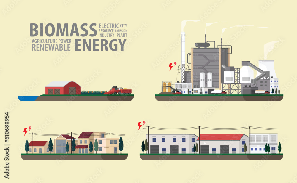 biomass energy, biomasspower plant graphic