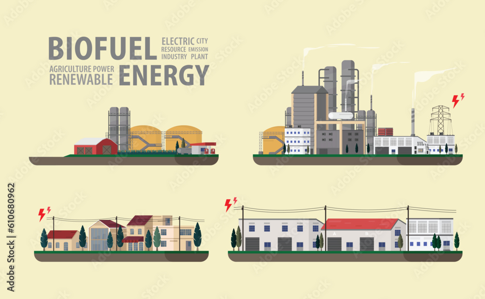 biofuel energy, biofuel power plant graphic