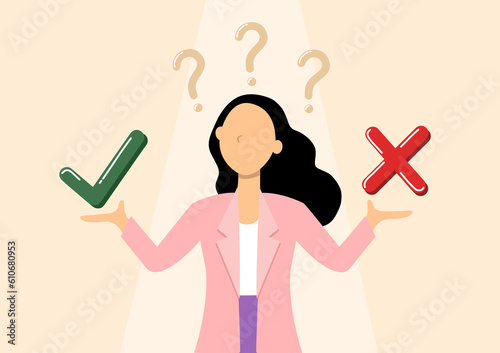 Business person making a decision agree or disagree