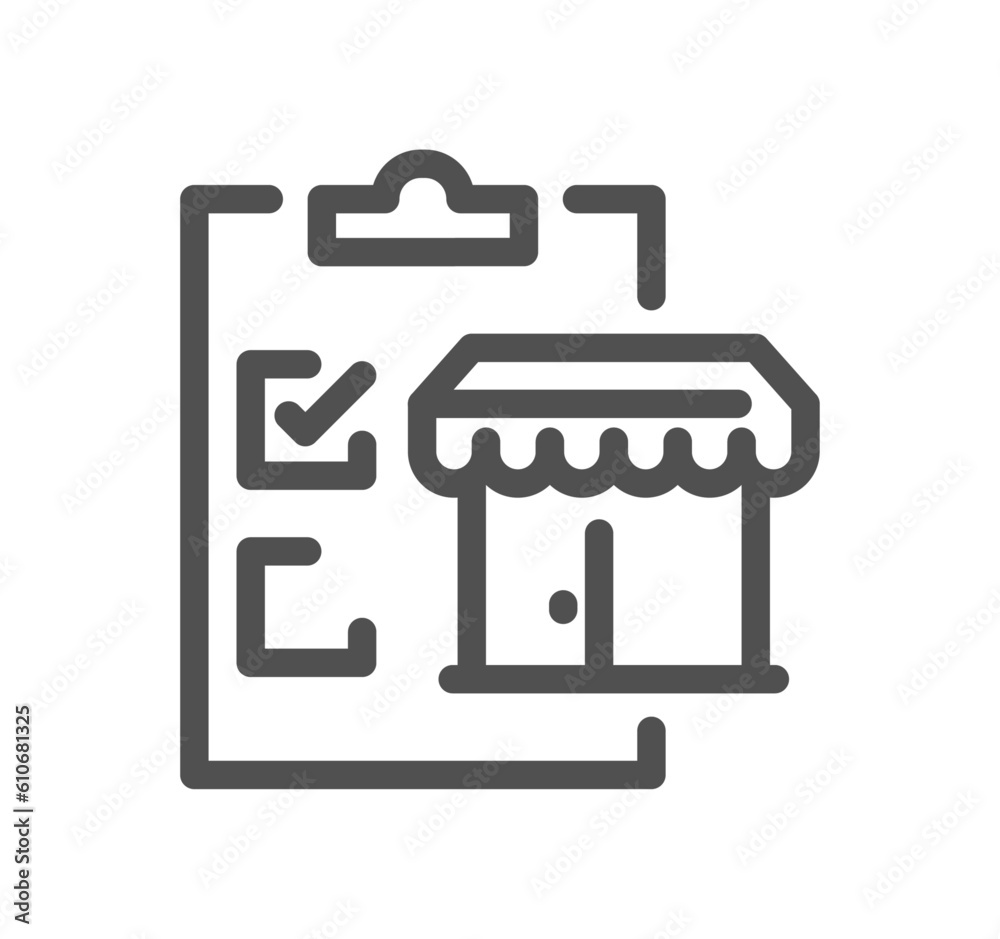 Shop management related icon outline and linear vector. Shop management related icon outline and linear vector.
