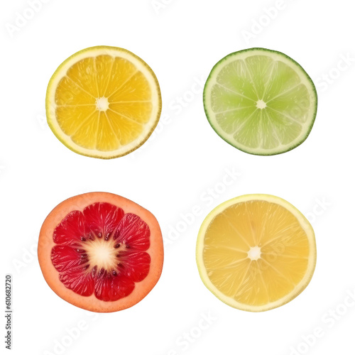 set of citrus fruit isolated on transparent background cutout
