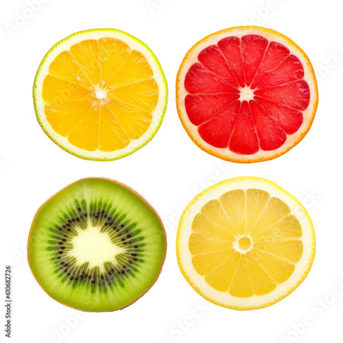 set of fruits isolated on transparent background cutout