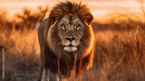 Portrait of a Lion in the Savanna