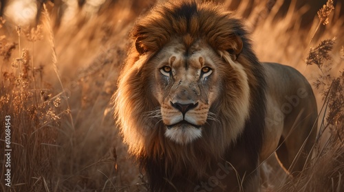 Portrait of a Lion in the Savanna © Florian