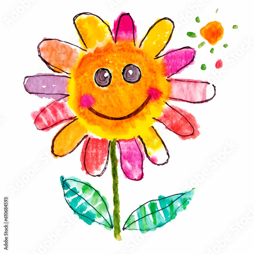 Drawing Sun Flower with Kids Style