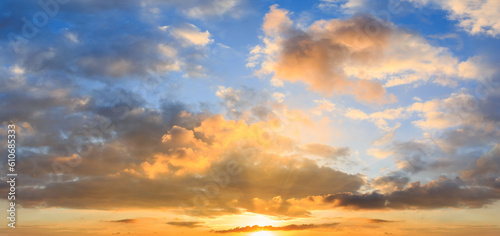 Photography Panoramic sunset sky and clouds background