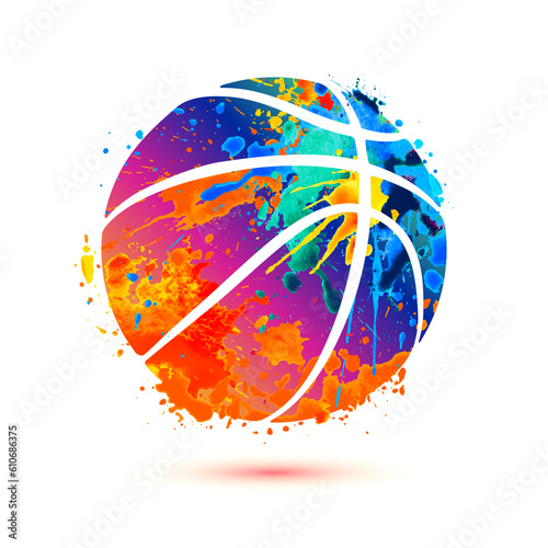 Basketball ball. Vector icon of splash paint