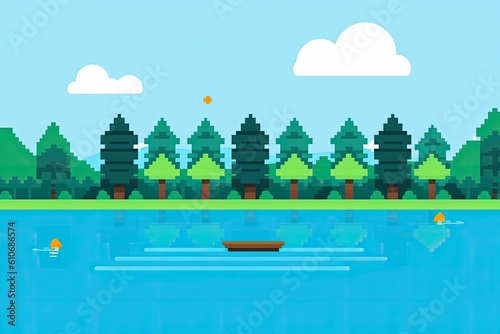 PIxel Art Landscape | Pixel Graphics | Old School Video Games | Generative AI Artwork