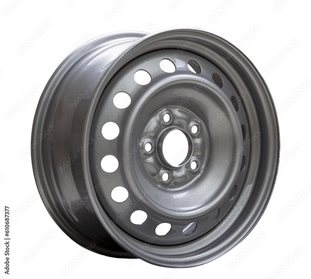 Fototapeta premium Car Steel wheel rim isolated transparent background
