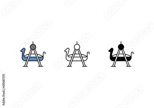 Swinging Boat icons set vector stock illustration.