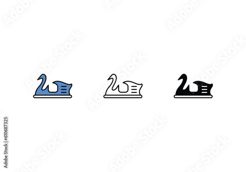 Pedal Boat icons set vector stock illustration.