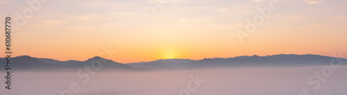 colorful of sky and beautiful mountain landscape .Morning sunrise time mountain scenery © Konkhay