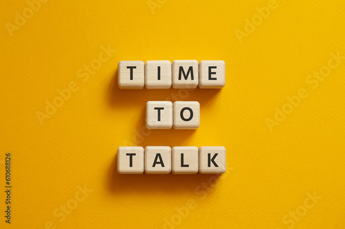Time to talk - word concept on building blocks, text
