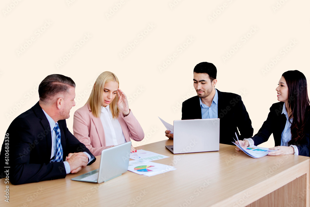 Business team in a meeting isolated over white background Business team in a meeting isolated over white background
