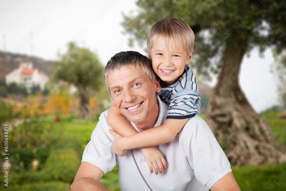 Fototapeta premium Playful father spending time with happy child