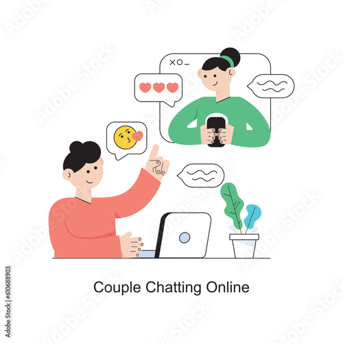 Couple Chatting Online Flat Style Design Vector illustration. Stock illustration