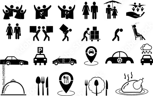 Black web business technology icon set