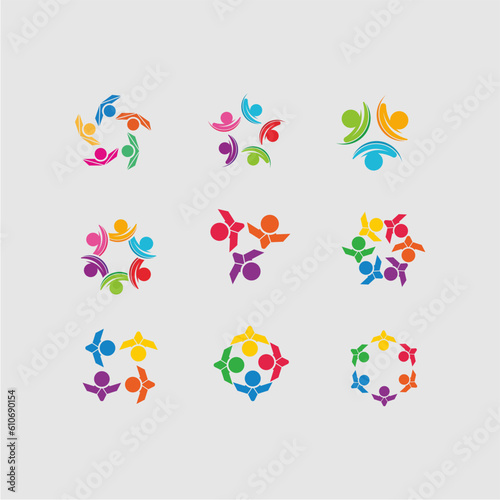set of logo community network icon vector