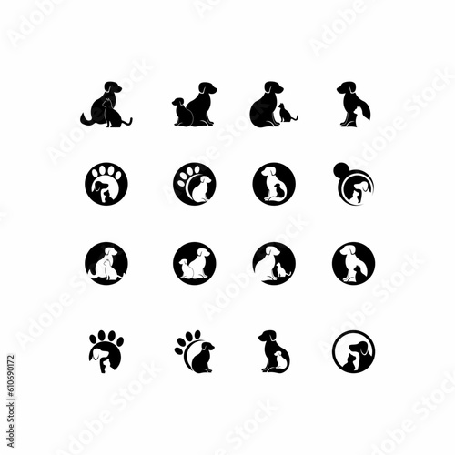 set of petshop silhouette vector ilustration