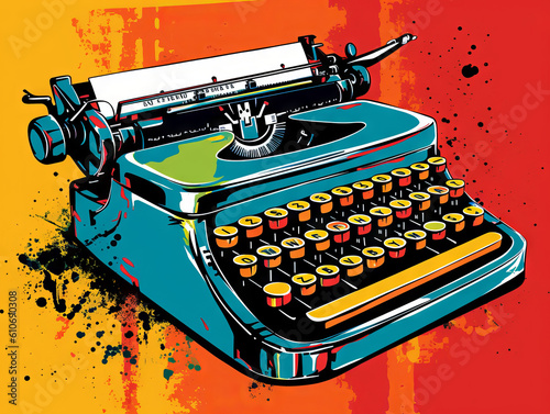 Pop Art Typewriter illustrated with Generative AI
