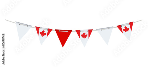 Canvas Print Garland with the flag of Canada on a white background.