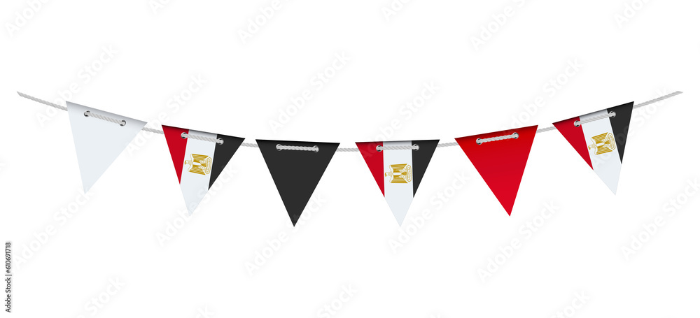 Obraz premium Garland with the flag of Egypt on a white background.