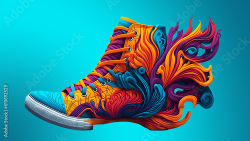 Colorful futuristic shoes fractal design
