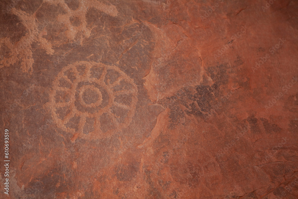 Petroglyphs in sandstone, Valley of Fire State Park, Nevada