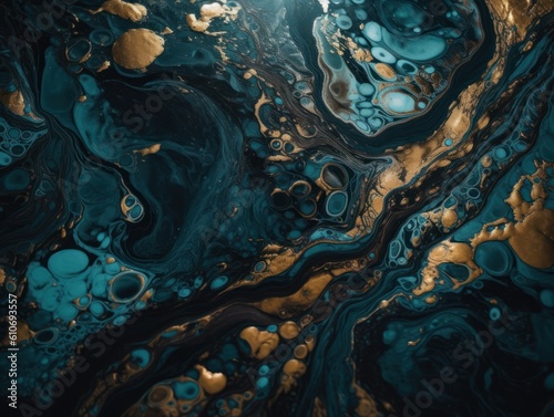Bright fluid marble paint pattern Dynamic liquid shapes background created with Generative AI technology.