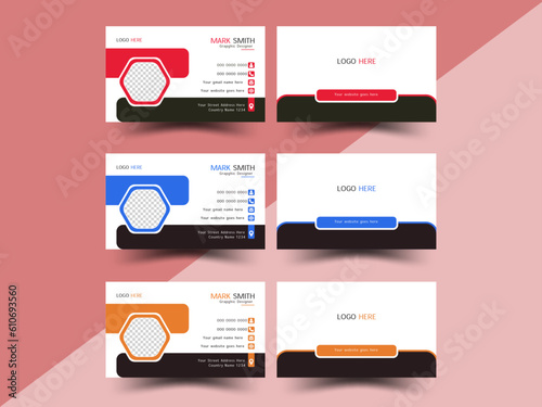 A business card designed in 3 colors. Modern and simple business card design.