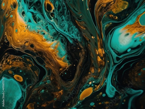 Bright fluid marble paint pattern Dynamic liquid shapes background created with Generative AI technology.