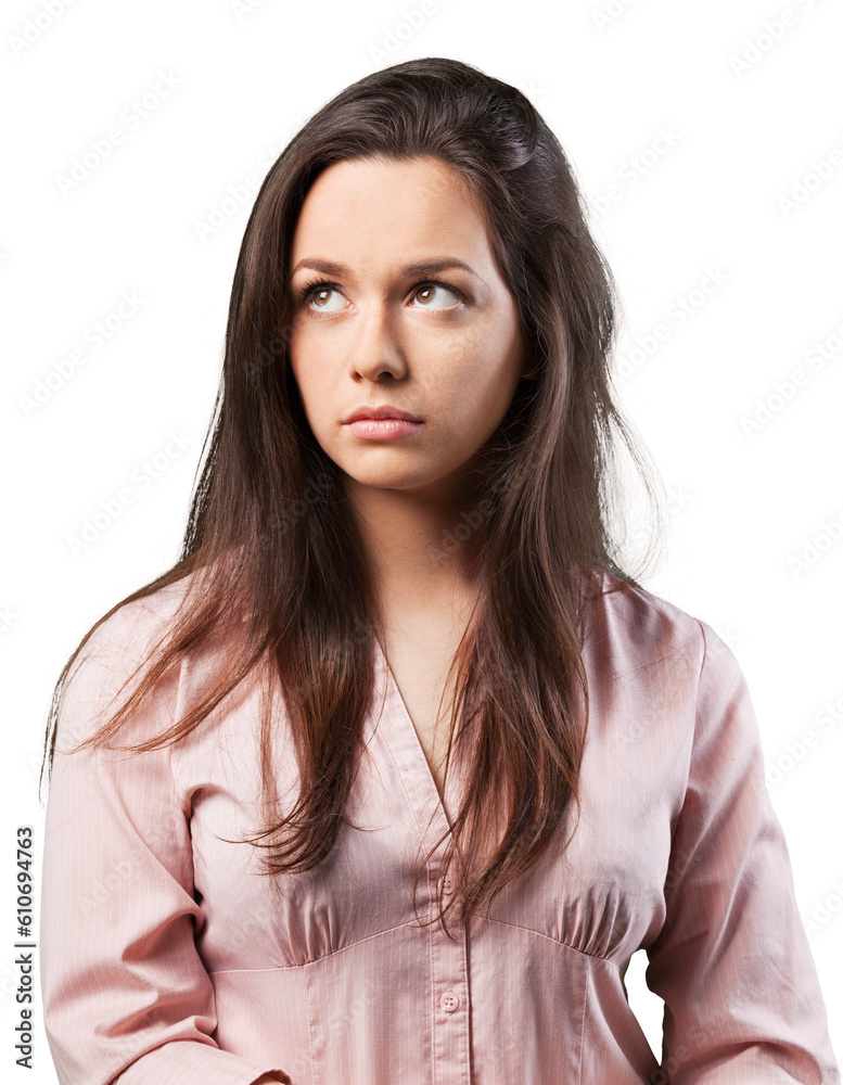 Young cute woman isolated on white background