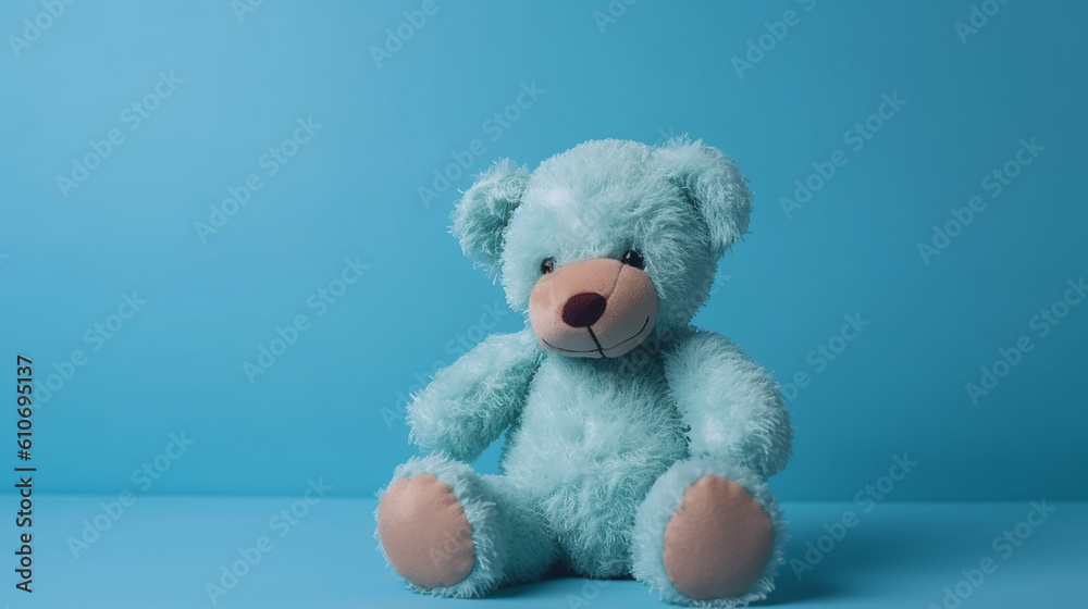 urso de pelúcia em fundo azul menino 