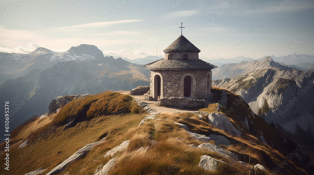 igreja no alto das montanhas 