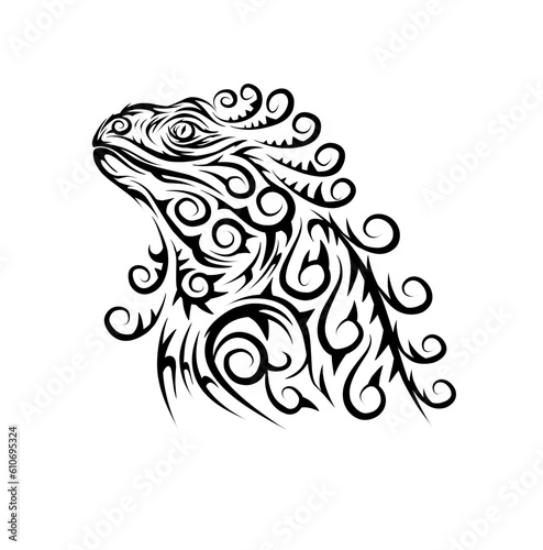 Iguana tribal tattoo silhouette illustration