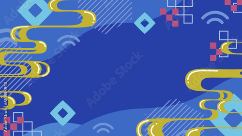 流水紋のフレーム_メンフィス柄_16:9