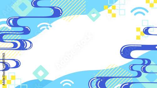 流水紋のフレーム_メンフィス柄_16:9