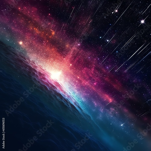 space galaxy background, shooting stars, galaxy, outer space, generative AI