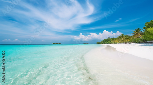paisagem de praia sol e mar, paraíso tropical para férias no verão 