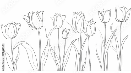 desenho com linhas floral tulipas para pintura infântil  photo