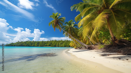 praia linda tropical com palmeiras  photo