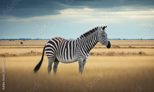 A zebra standing in a field  created with generative AI technology