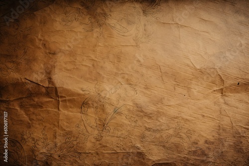 Old paper texture for the design. Natural background. Toned. Abstract old brown paper as vintage wallpaper backdrop, AI Generated