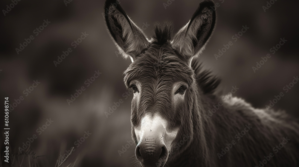 burro no pasto  - obrazy, fototapety, plakaty 