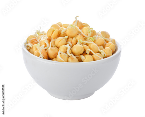 Germinated chickpeas in a bowl on transparent png