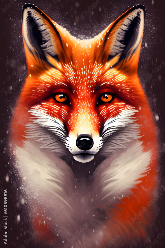 red fox in the snow, generative ai red fox in the snow, generative ai