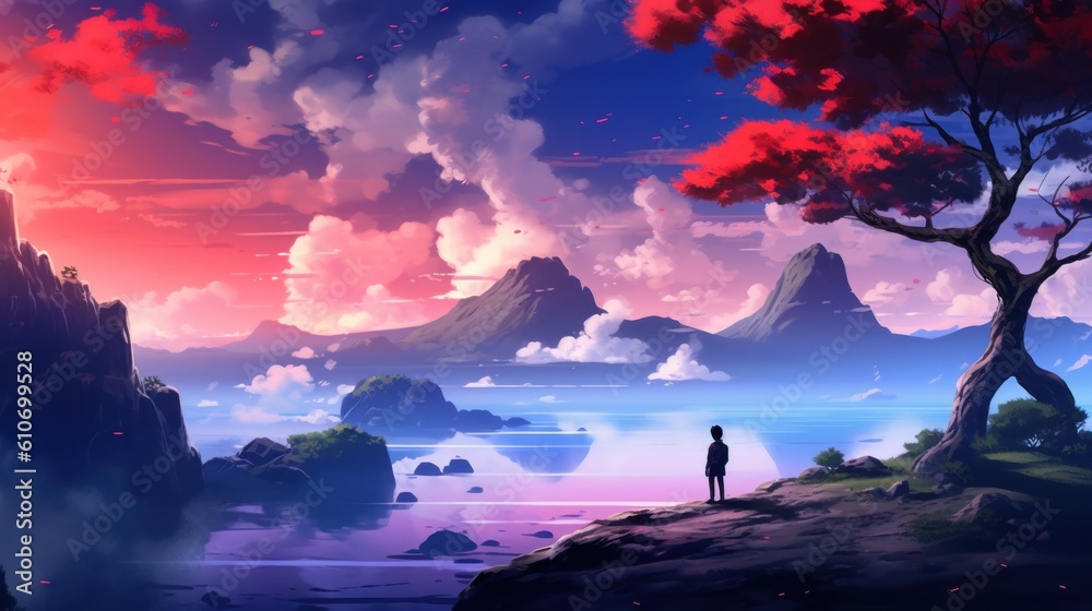 Anime background wallpaper, 4K wallpapers Stock Illustration