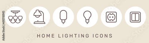 Vector illustration of home lighting icon on color background. F