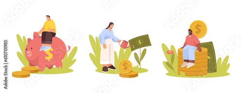 Pile of money and crypto coins vector image. © Elegant Solution