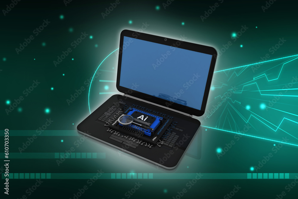 3d render Laptop computer with microchips
3d render Laptop computer with microchips
